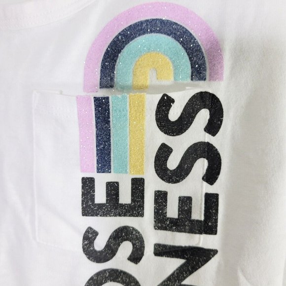 Justice Girls Glitter Tank T-Shirt Short Sleeve Pocket Front Size S (7-8) New - Picture 2 of 4